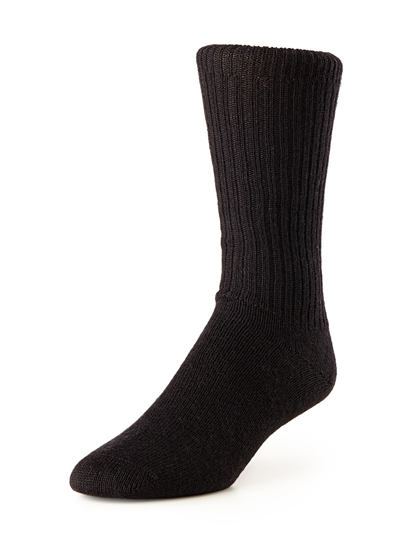Le 31 Black Merino wool ribbed socks for men