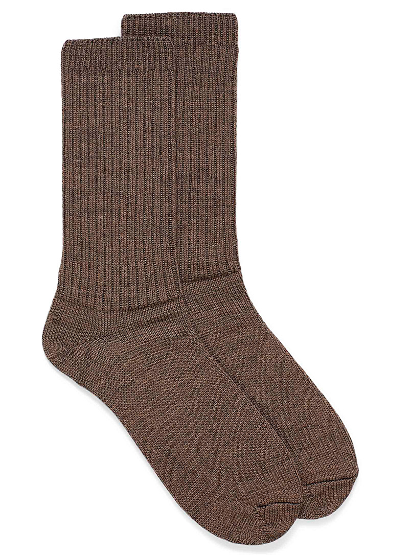 Le 31 Copper Merino wool ribbed socks for men