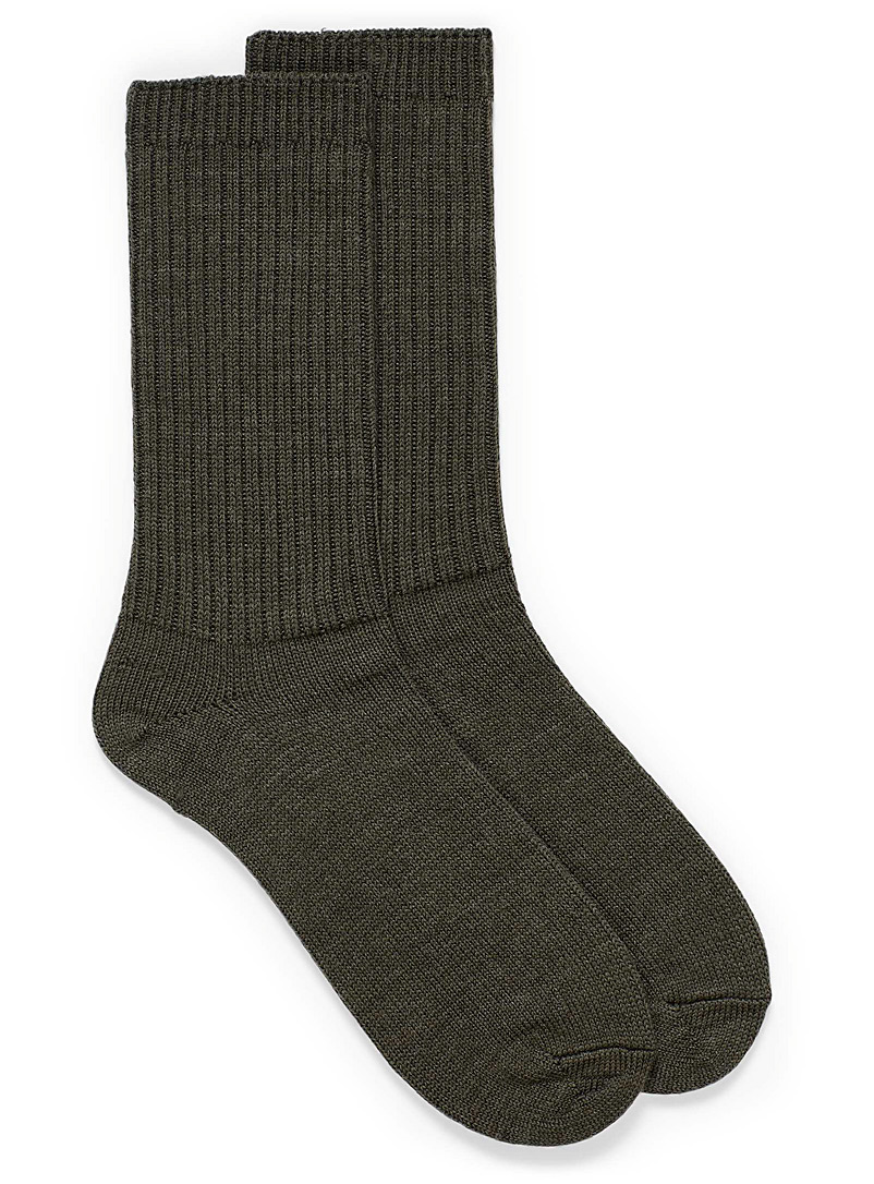 Le 31 Green Merino wool ribbed socks for men