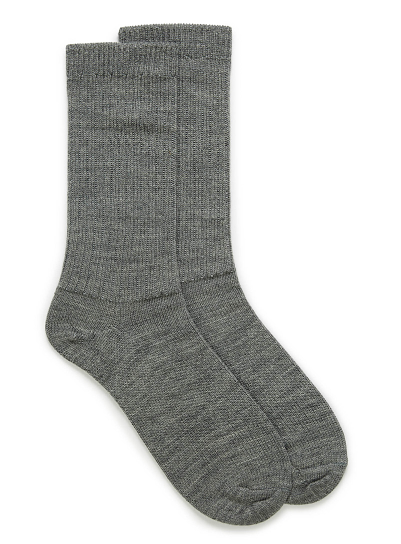 Le 31 Grey Merino wool ribbed socks for men
