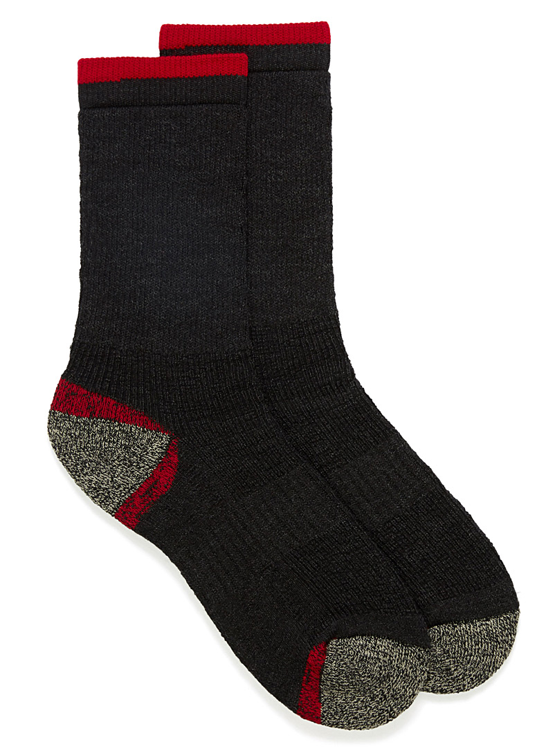Le 31 Black Merino wool hiking sock for men