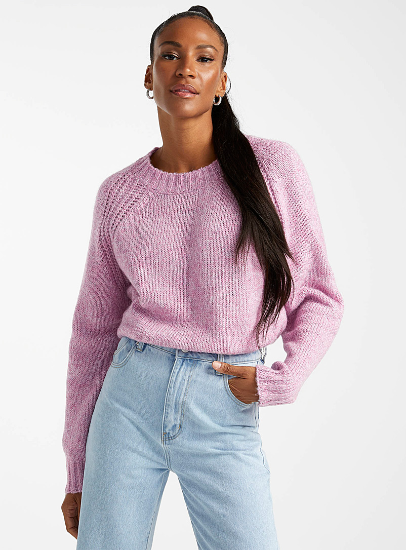 Icône Coral Heathered knit raglan sweater for women