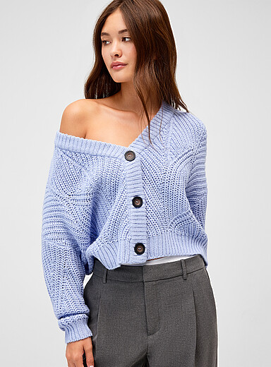 Le cardigan c&ocirc;tes perl&eacute;es gros boutons