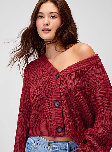 Le cardigan c&ocirc;tes perl&eacute;es gros boutons