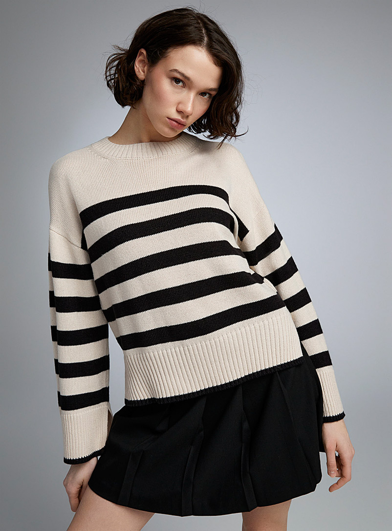 Twik Patterned White Nautical stripes sweater for women