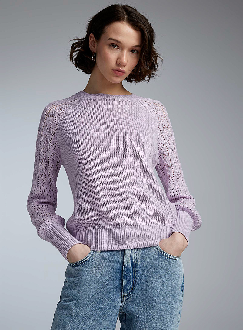Twik Lilacs Openwork sleeves sweater for women