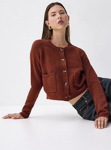 Twik: Le cardigan deux poches plaqu&eacute;es Cuivre - Rouille pour femme