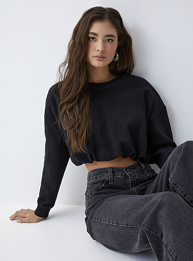 Bubble Hem Cropped Sweatshirt main image 1