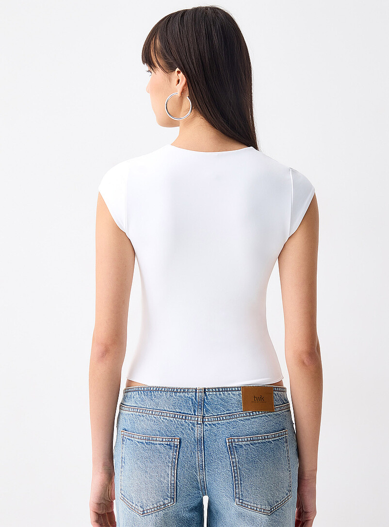 Twik Pink Second skin square neckline bodysuit for women