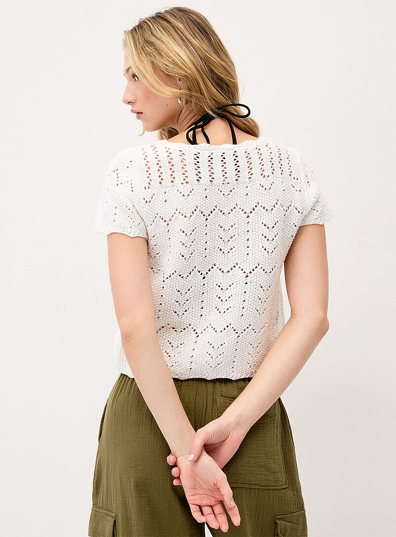 Twik: Le cardigan &agrave; nouer tricot pointelle Jaune ma&iuml;s - Vanille pour femme