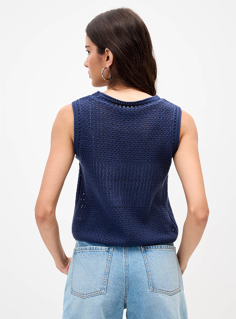 Twik: Le d&eacute;bardeur ouvert tricot ajour&eacute; Blanc pour femme