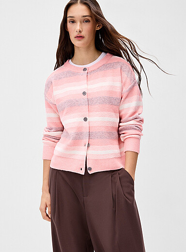 Twik Pink Blurred stripes cardigan for women
