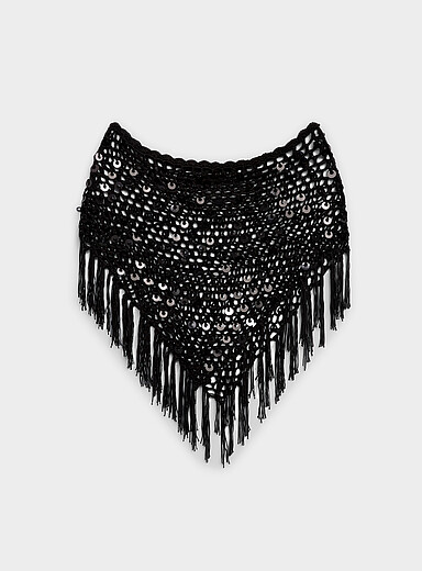 Sequin crochet cropped poncho