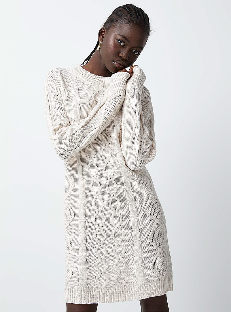 Twik: La robe câbles et torsades Blanc pour femme