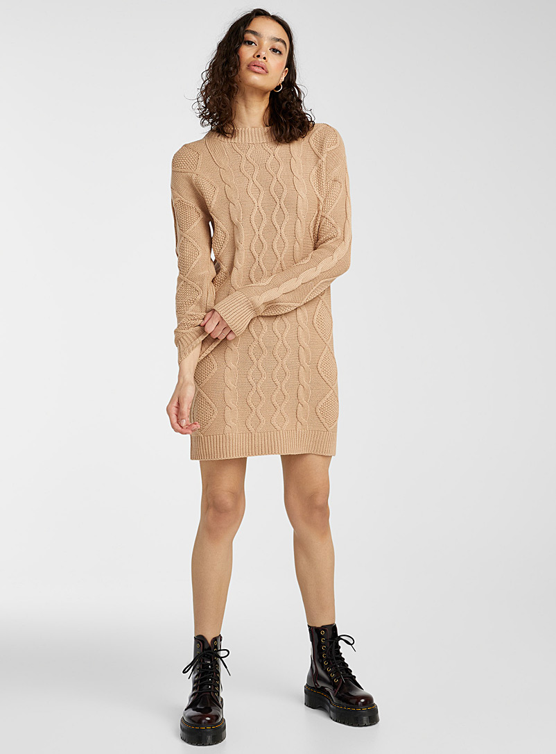 Twik Blue Twisted cable knit dress for women