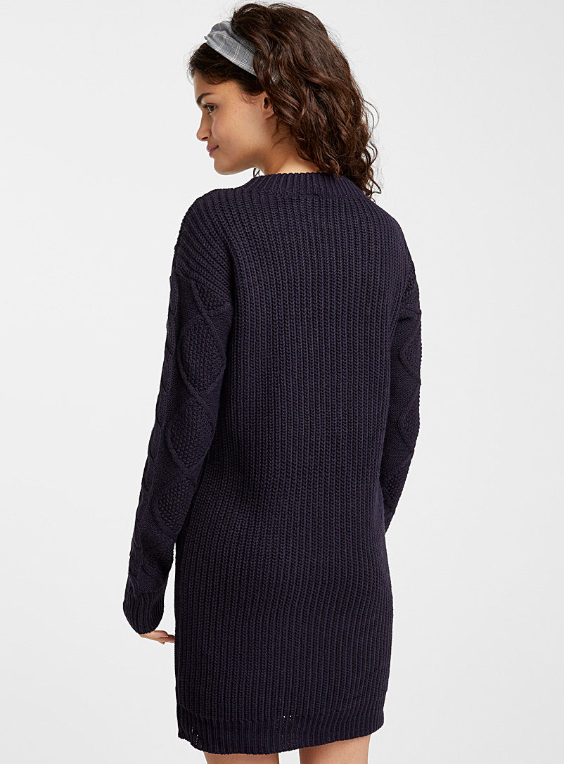 Twik Blue Twisted cable knit dress for women