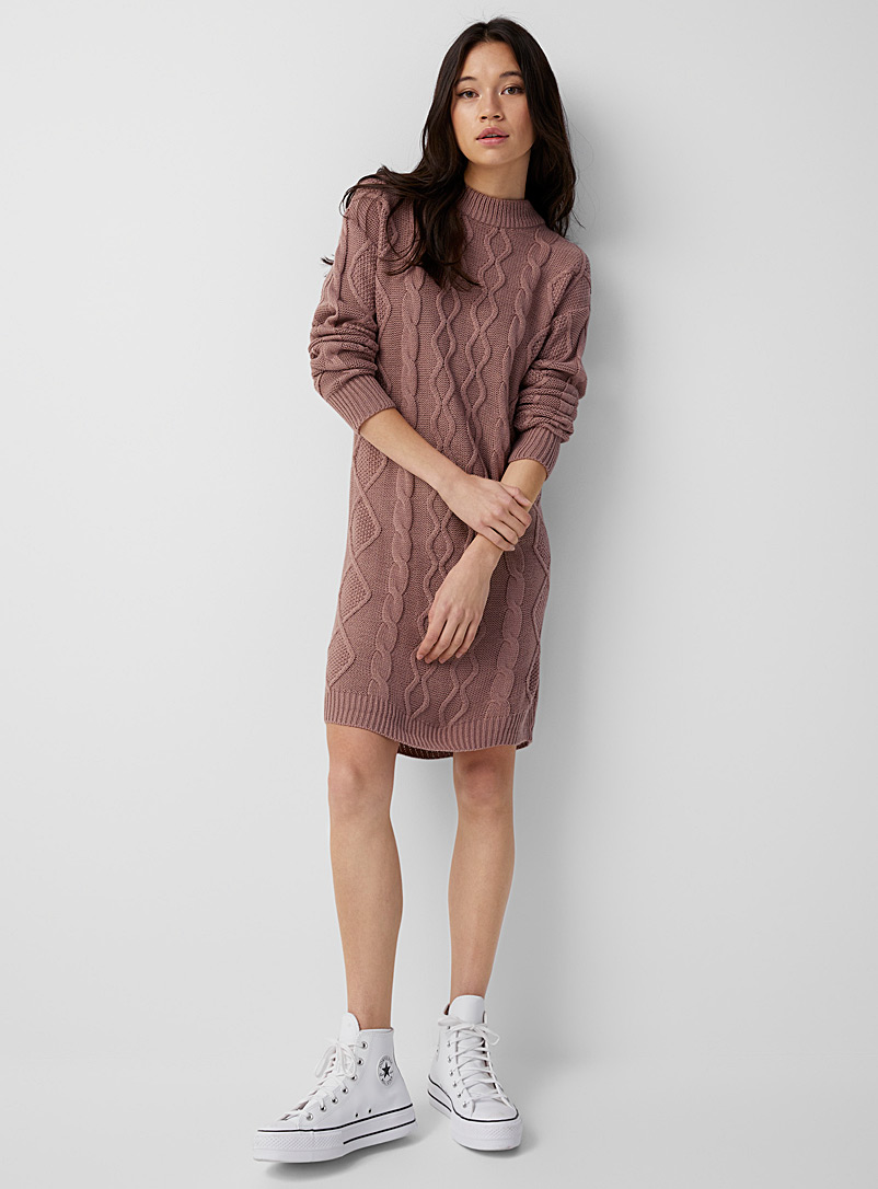 Twik Mauve Twisted cable knit dress for women