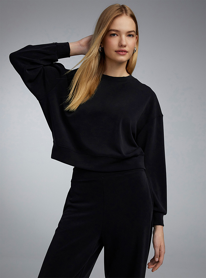 Twik Black Loose soft modal sweatshirt for women