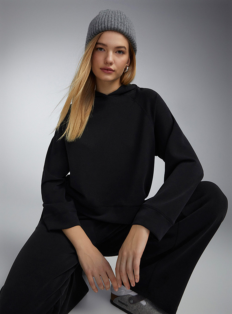 Twik Black Hooded soft modal sweatshirt for women
