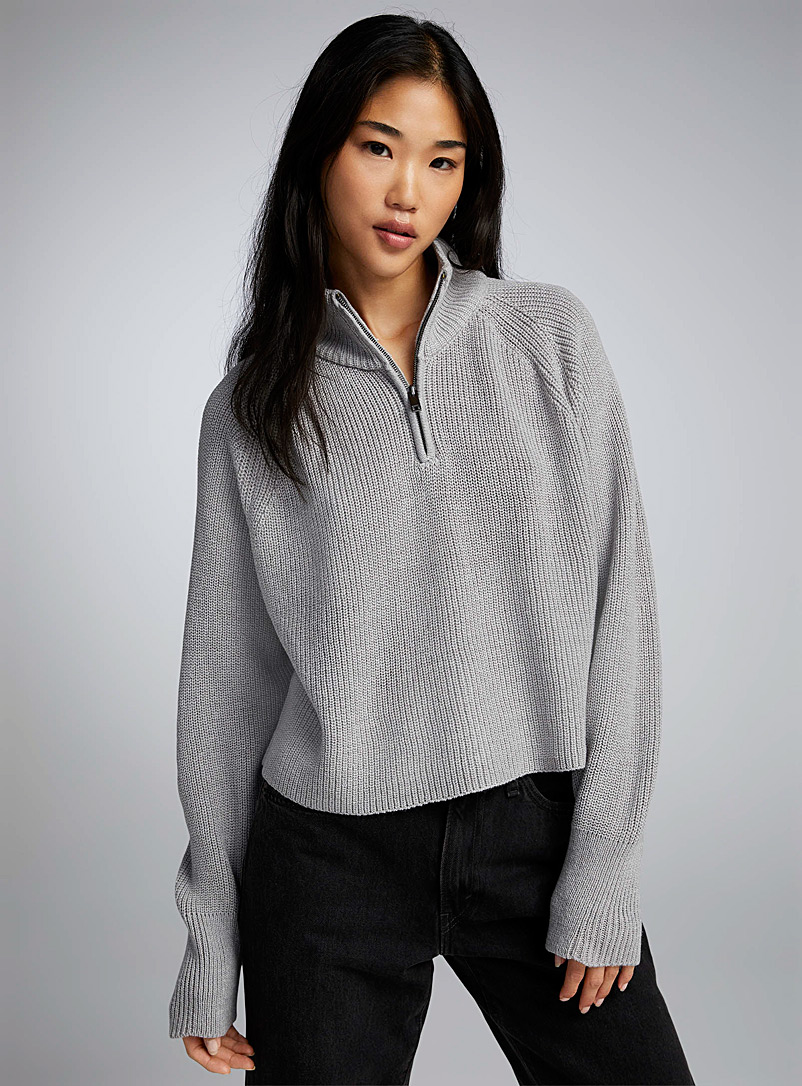 Zippered collar ribbed sweater | Twik | Shop Women's Turtlenecks