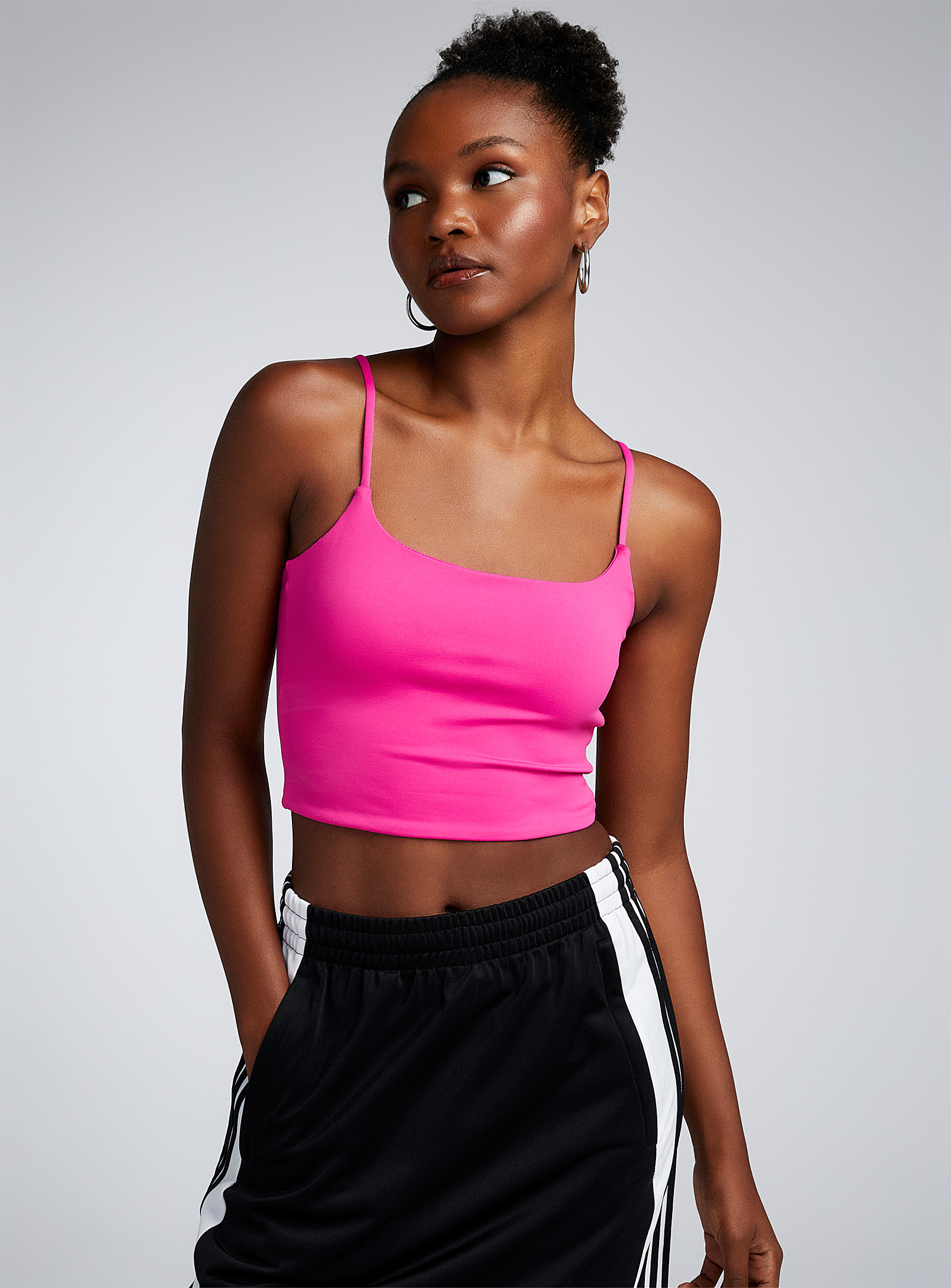 Twik Cropped Nylon Cami In Pink