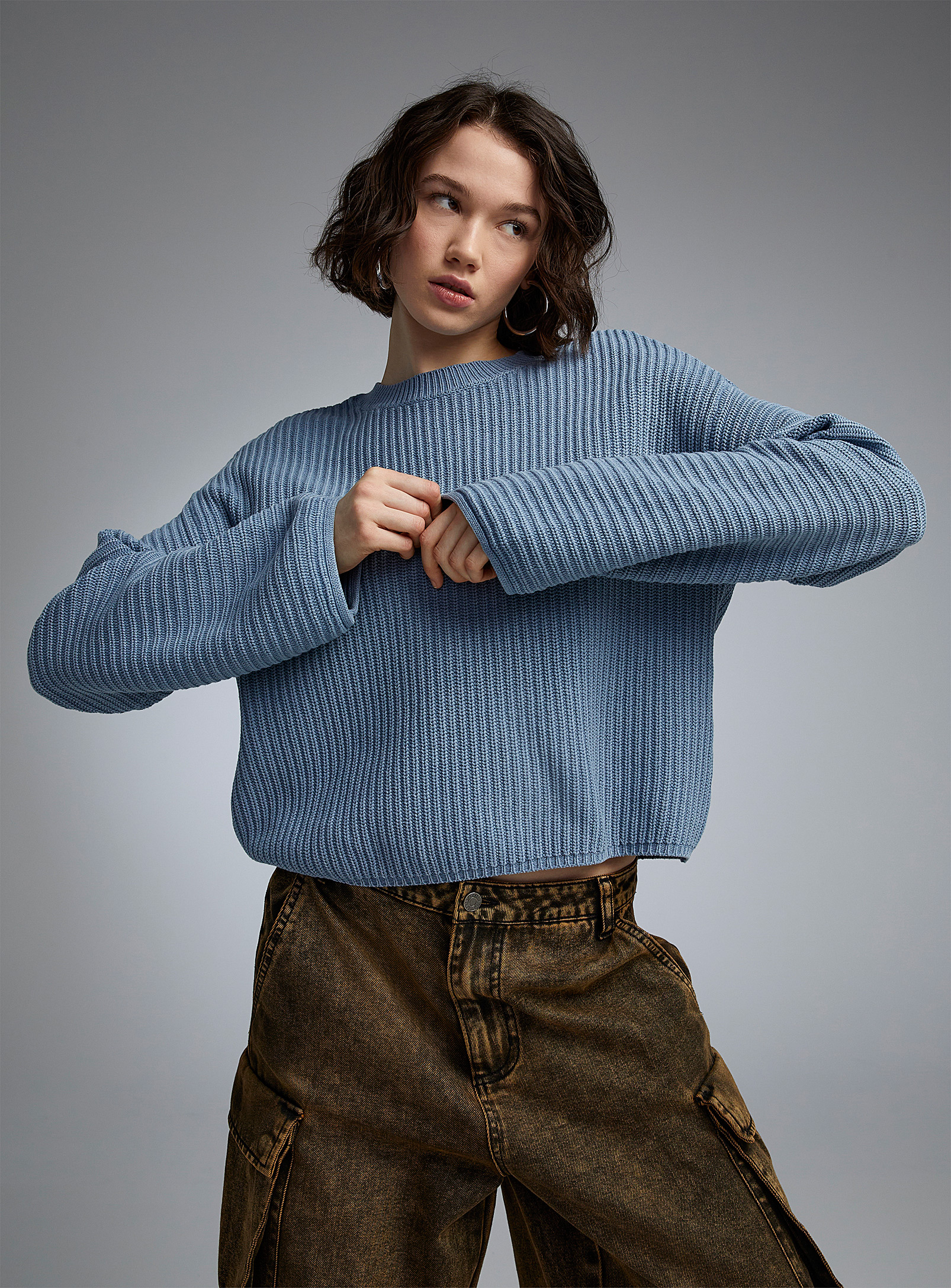 Twik Ribbed Boxy-fit Sweater In Slate Blue