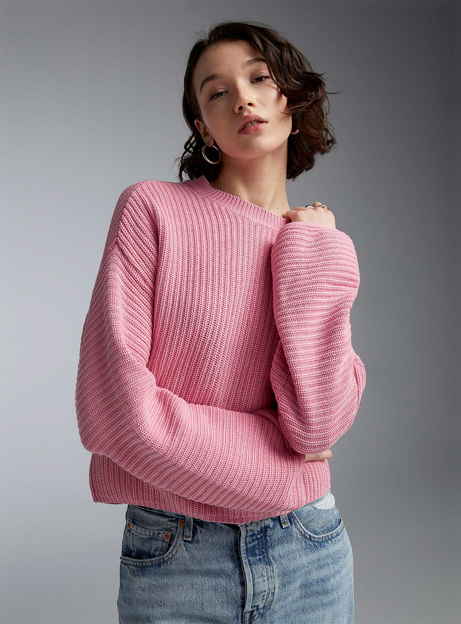 Twik Ribbed Boxy-fit Sweater In Pink