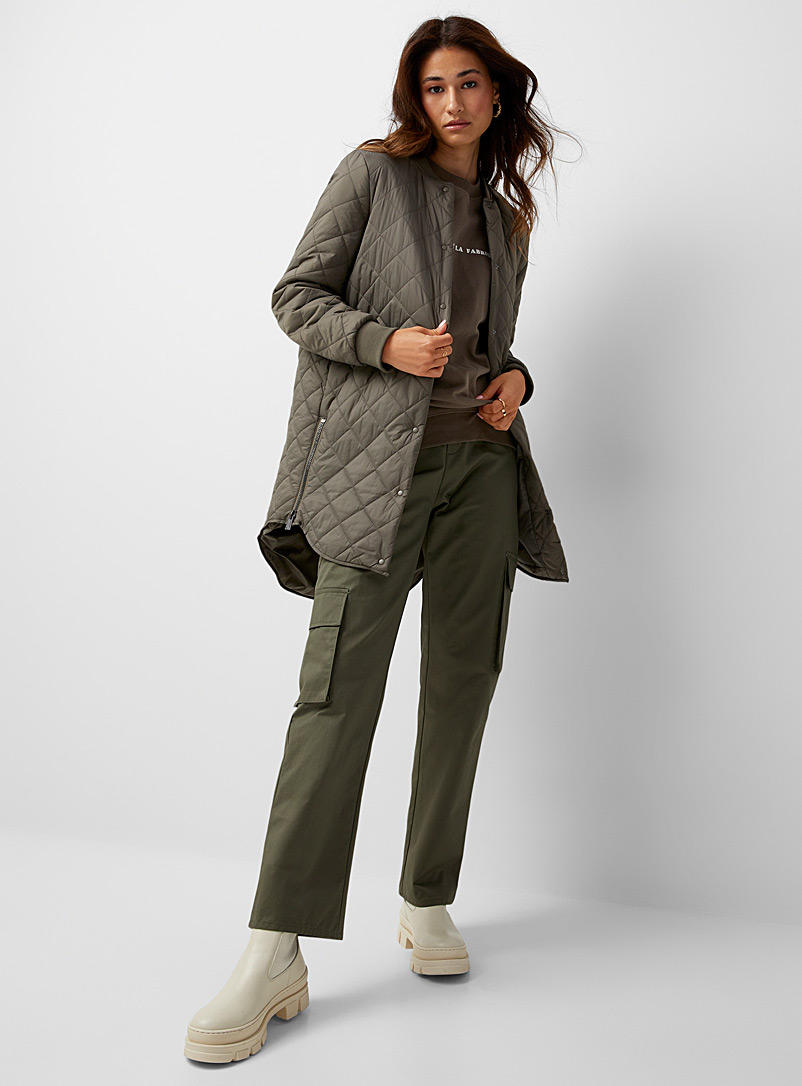 Vero Moda Khaki Zip-slit lightweight diamond puffer jacket for women