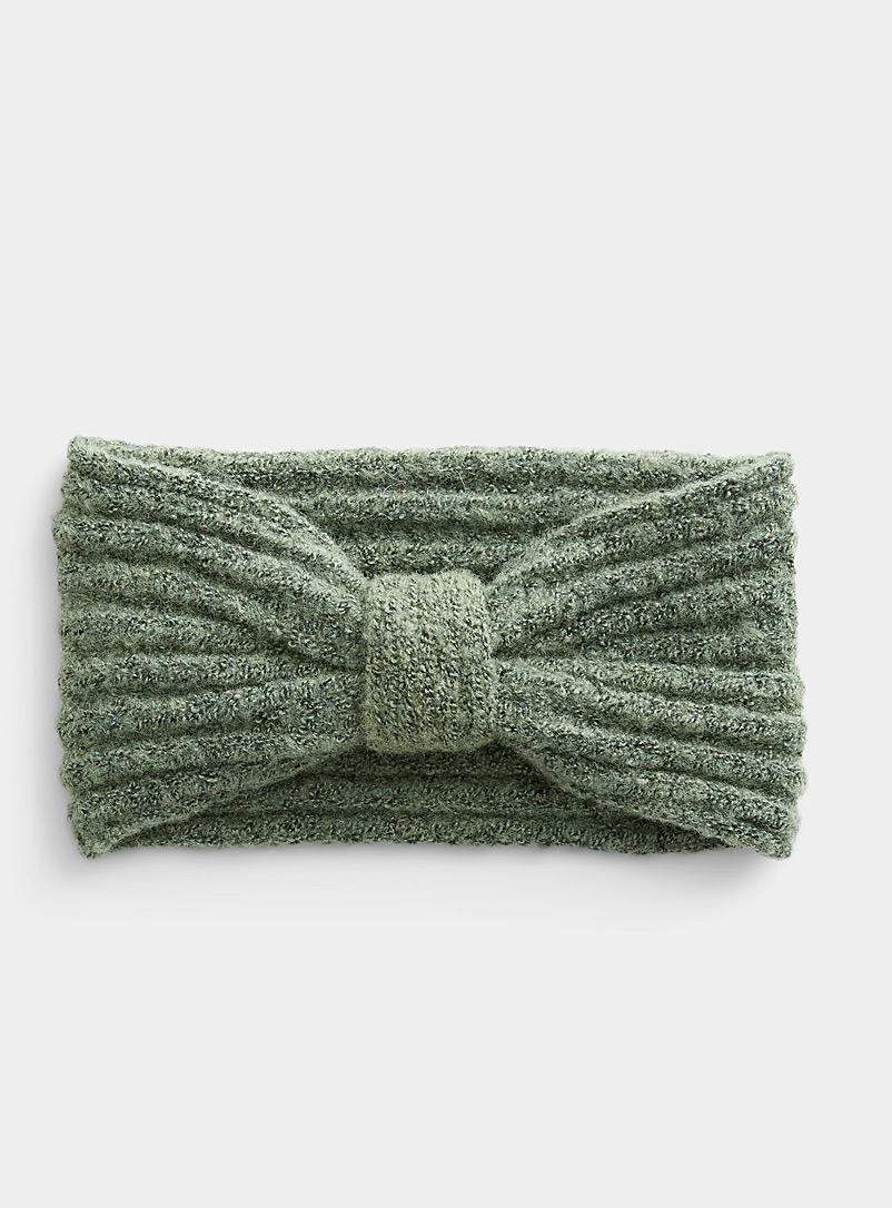 Vero Moda Mossy Green Bouclé knit knotted headband for women