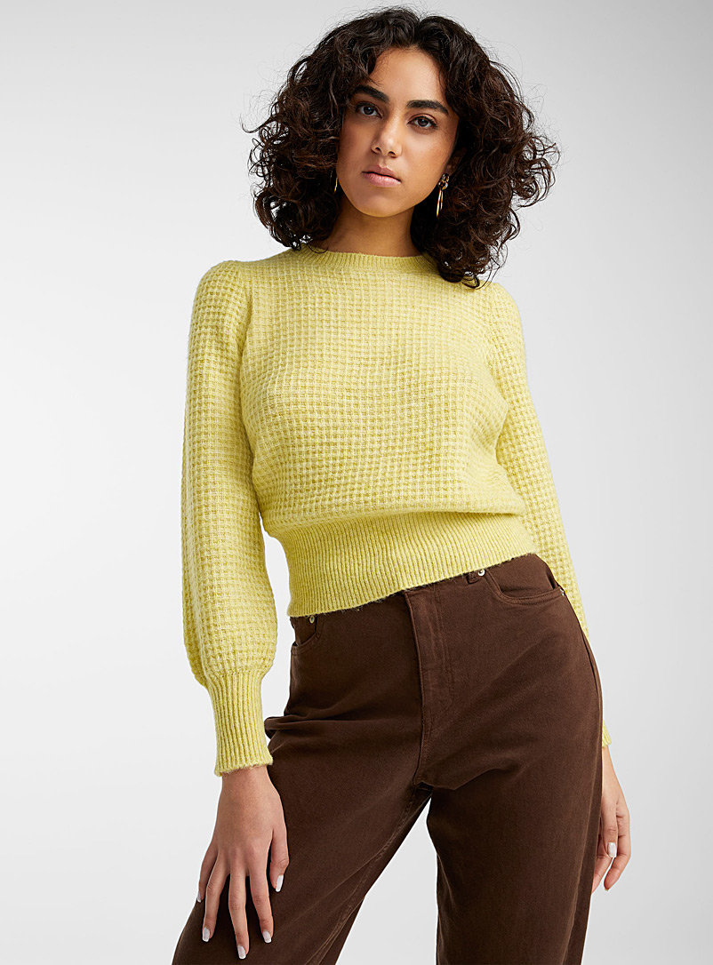 Vero Moda Dark Yellow Waffle knit sweater for women