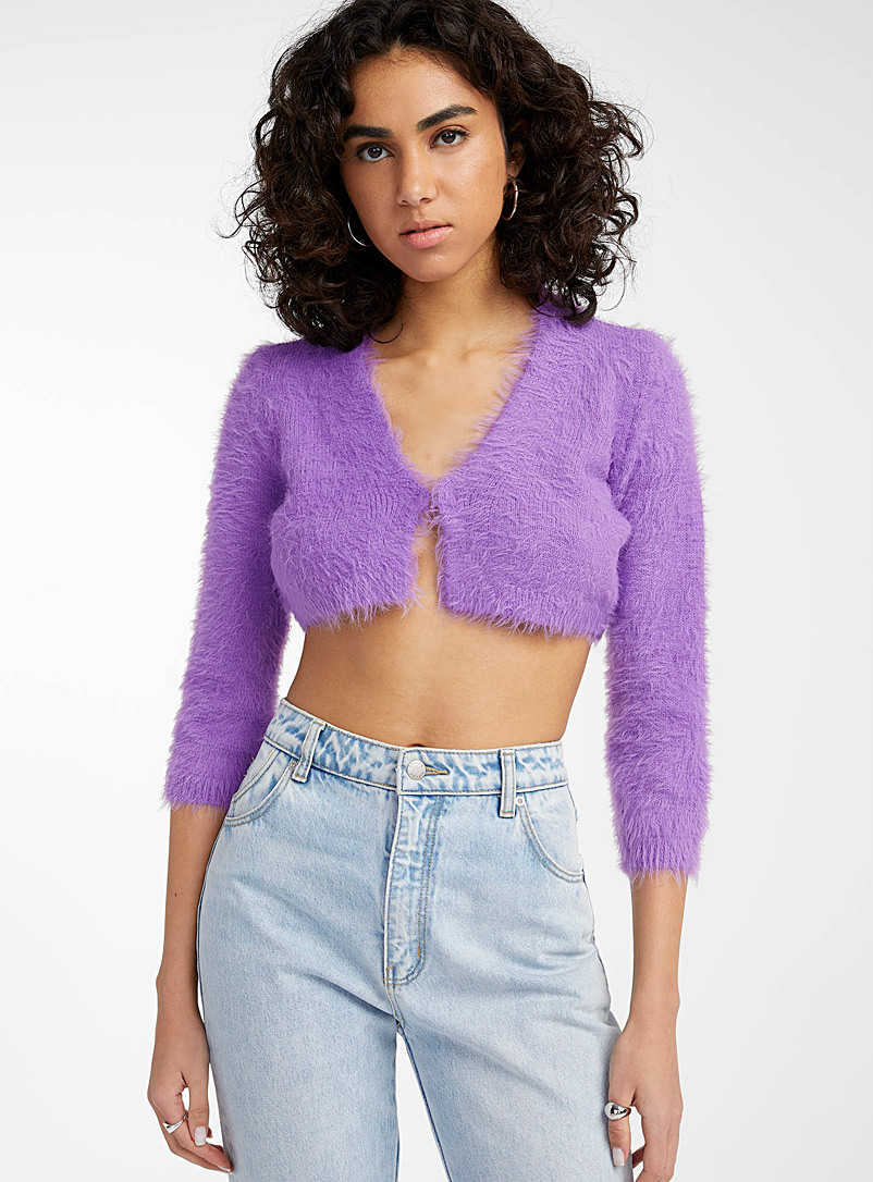 Vero Moda Lilacs Fuzzy knit cropped cardigan for women