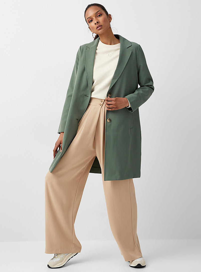 Vero Moda: Le manteau sergé col cranté Kaki chartreuse pour femme