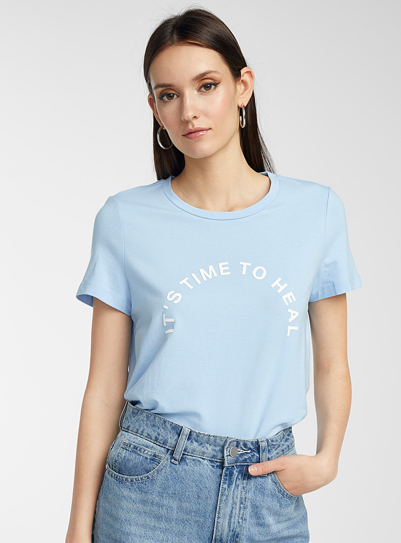 Vero Moda: Le t-shirt It's Time to Heal Bleu à motifs pour femme