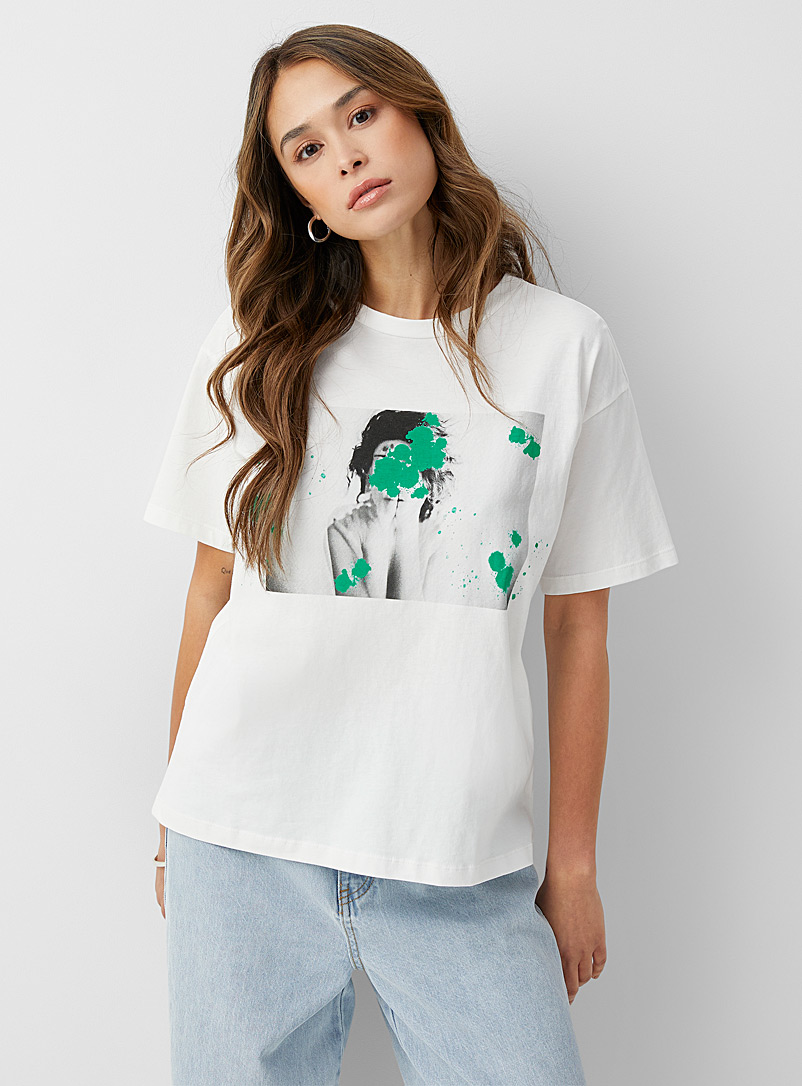 Vero Moda Patterned Green Paint splatter T-shirt for women