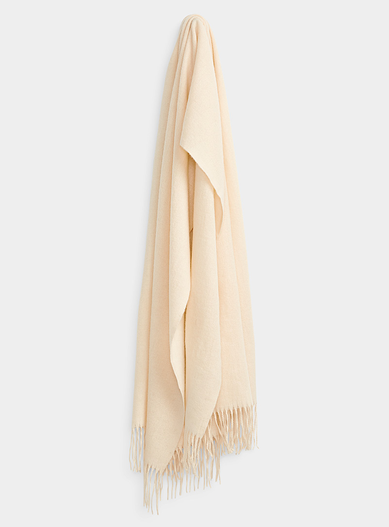 Vero Moda Cream Beige Solid wool-blend scarf for women