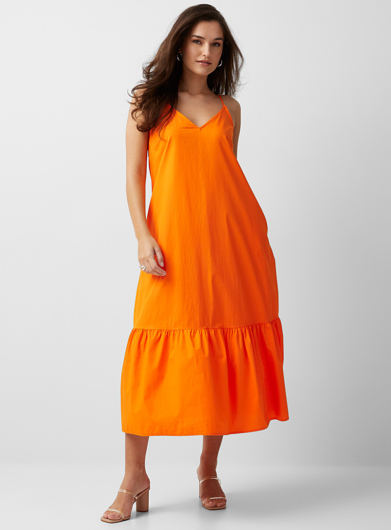 Vero Moda Orange Ruffled orange maxi dress for women
