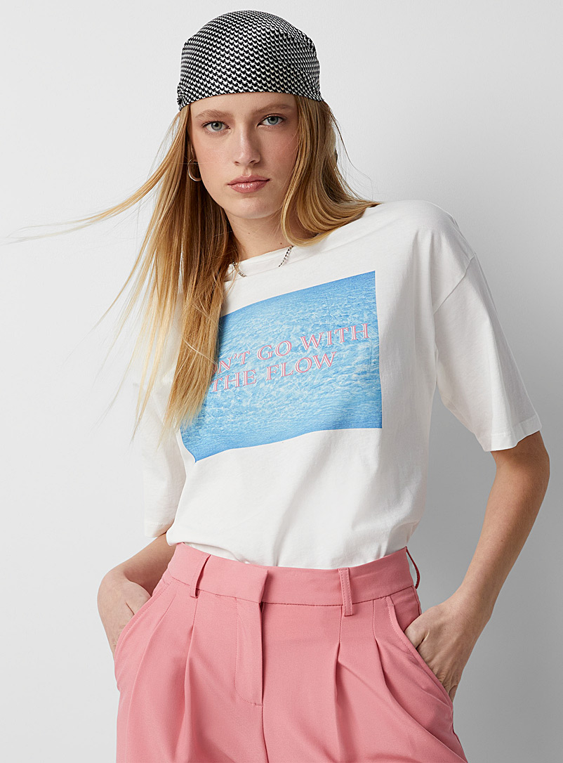 Vero Moda Patterned White Message print T-shirt for women