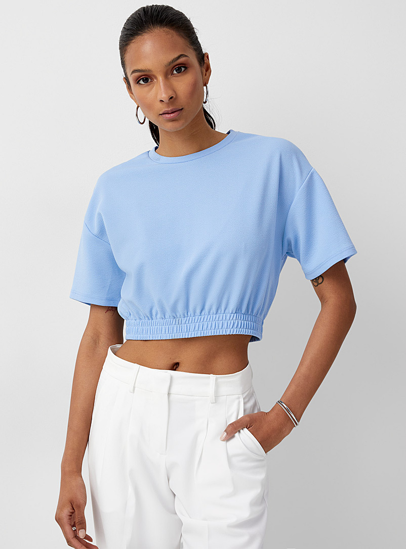 Vero Moda: Le t-shirt court taille élastique Bleu pâle-bleu poudre pour femme