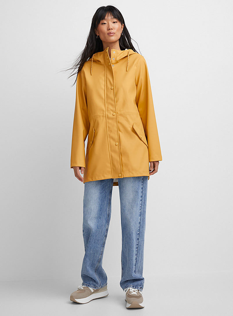 Vero Moda Yellow Adjustable-waist coated raincoat for women