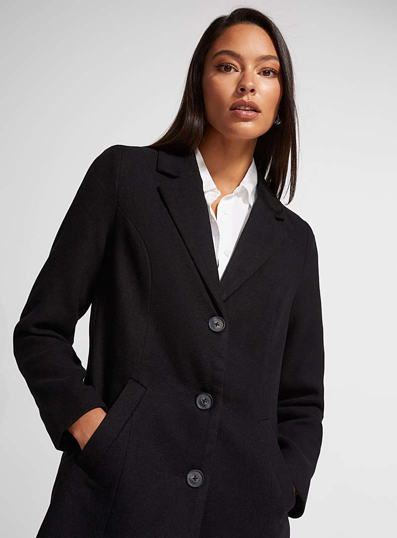 Vero Moda Black Three-button mid-length overcoat for women