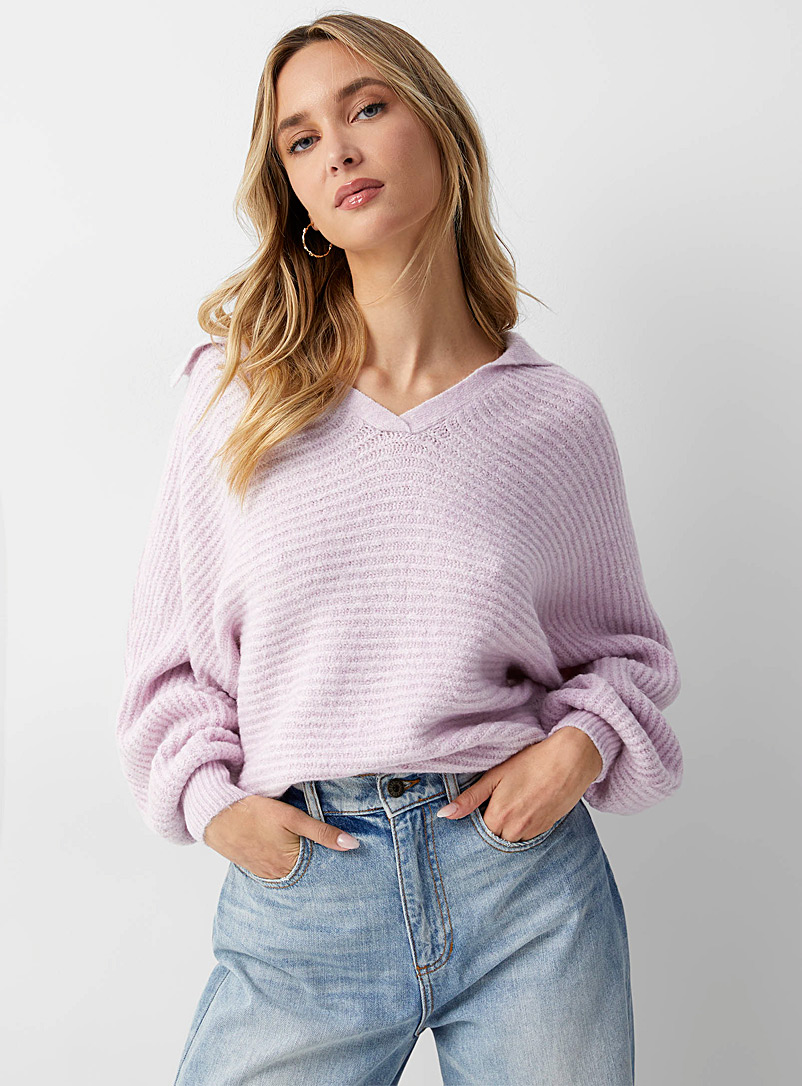 Vero Moda Lilacs Lilac Johnny collar batwing-sleeve sweater for women