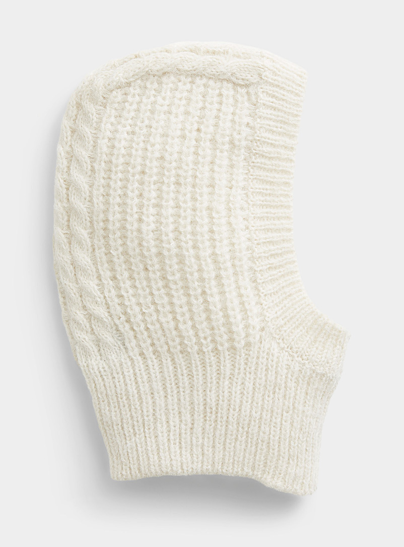 Vero Moda Ivory White Rib-knit balaclava for women