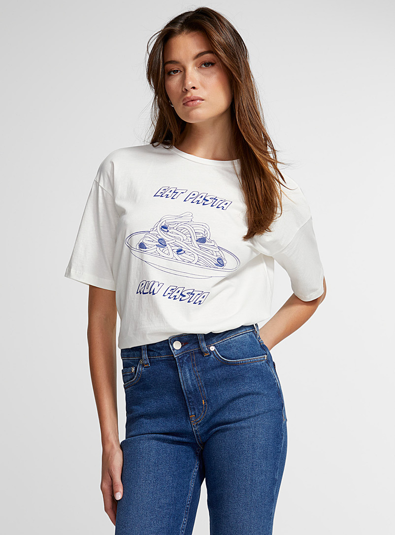 Vero Moda White Gourmet print loose T-shirt for women