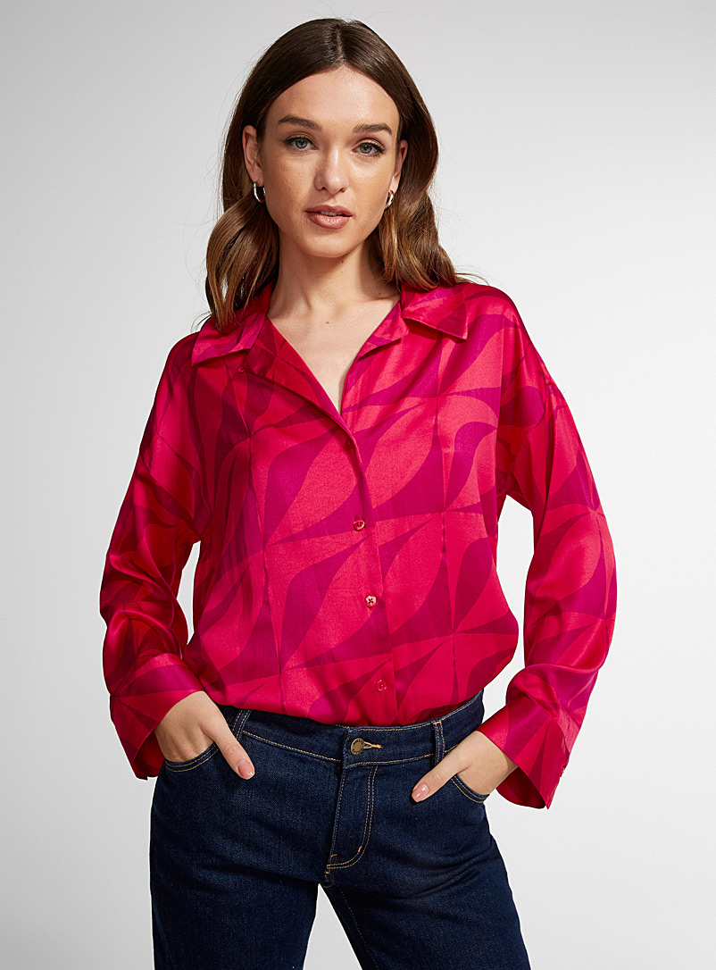 Vero Moda: La chemise satinée surdimensionnée Fuschia  pour femme
