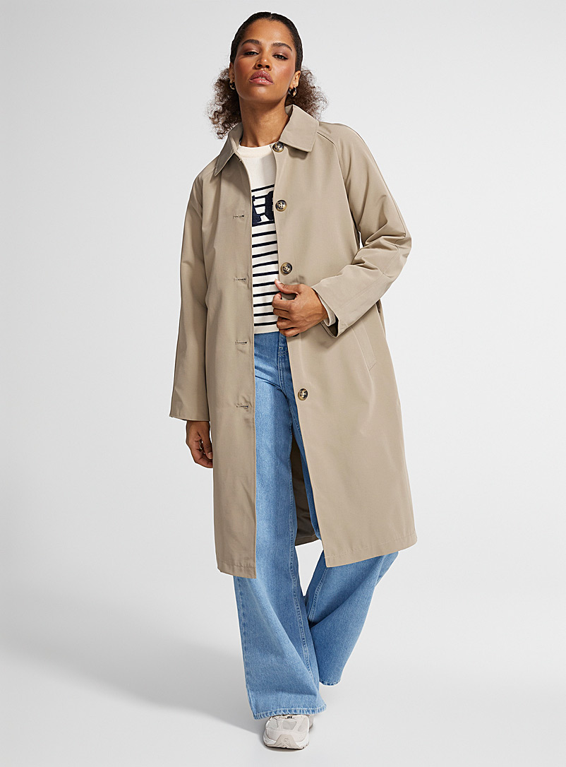 Vero Moda Beige Marbled buttons belted trench coat for women