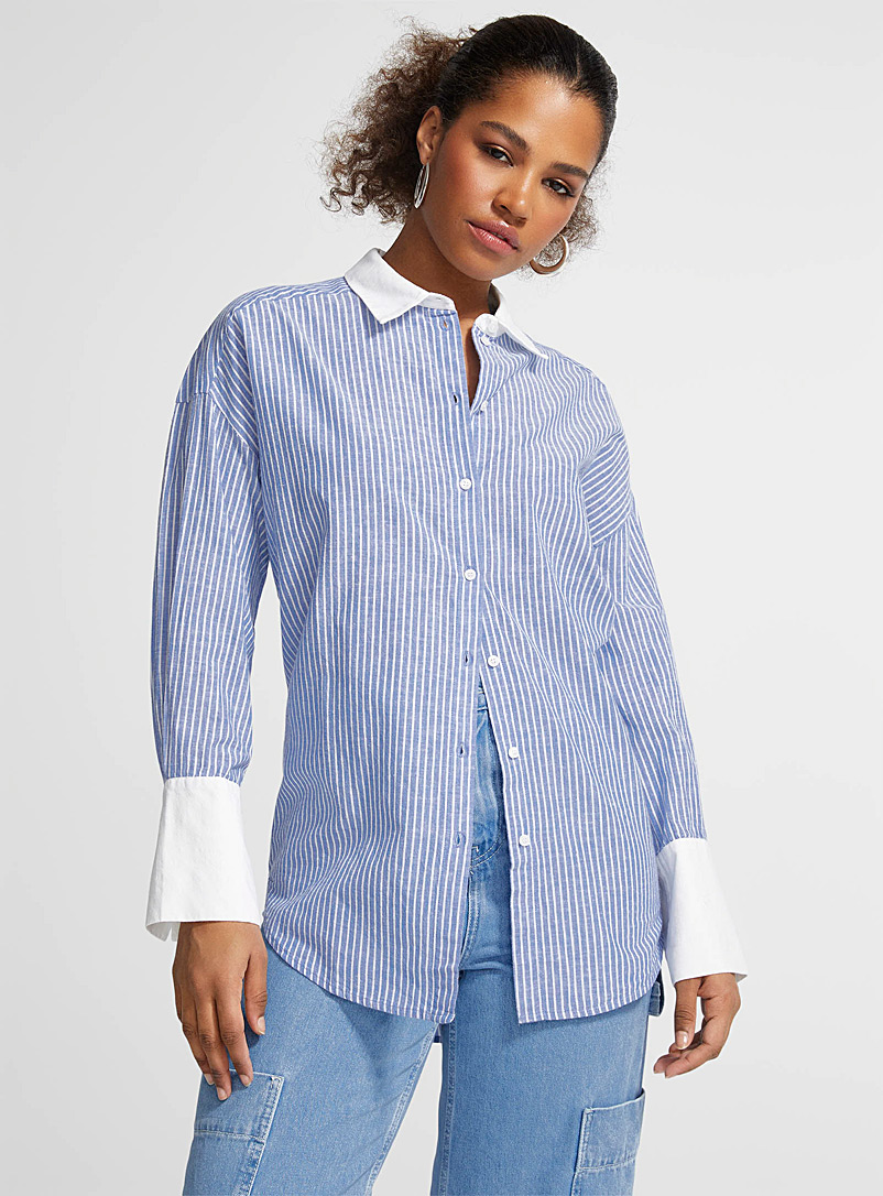 Vero Moda: La chemise ample accents immaculés Bleu à motifs pour femme