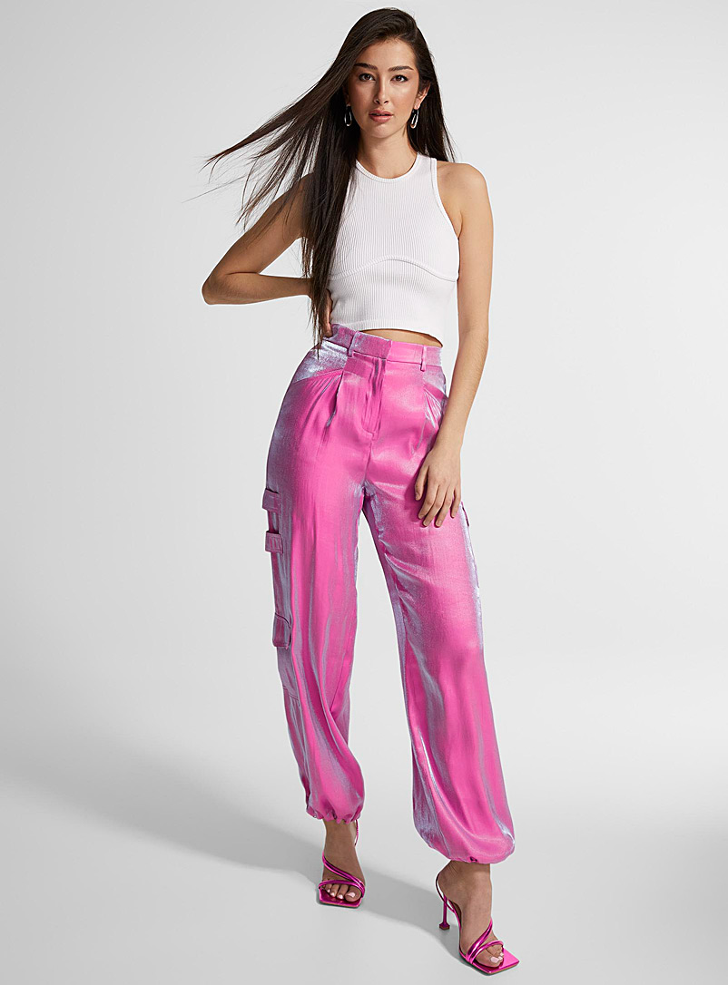 Vero Moda Pink Iridescent pink cargo pant for women