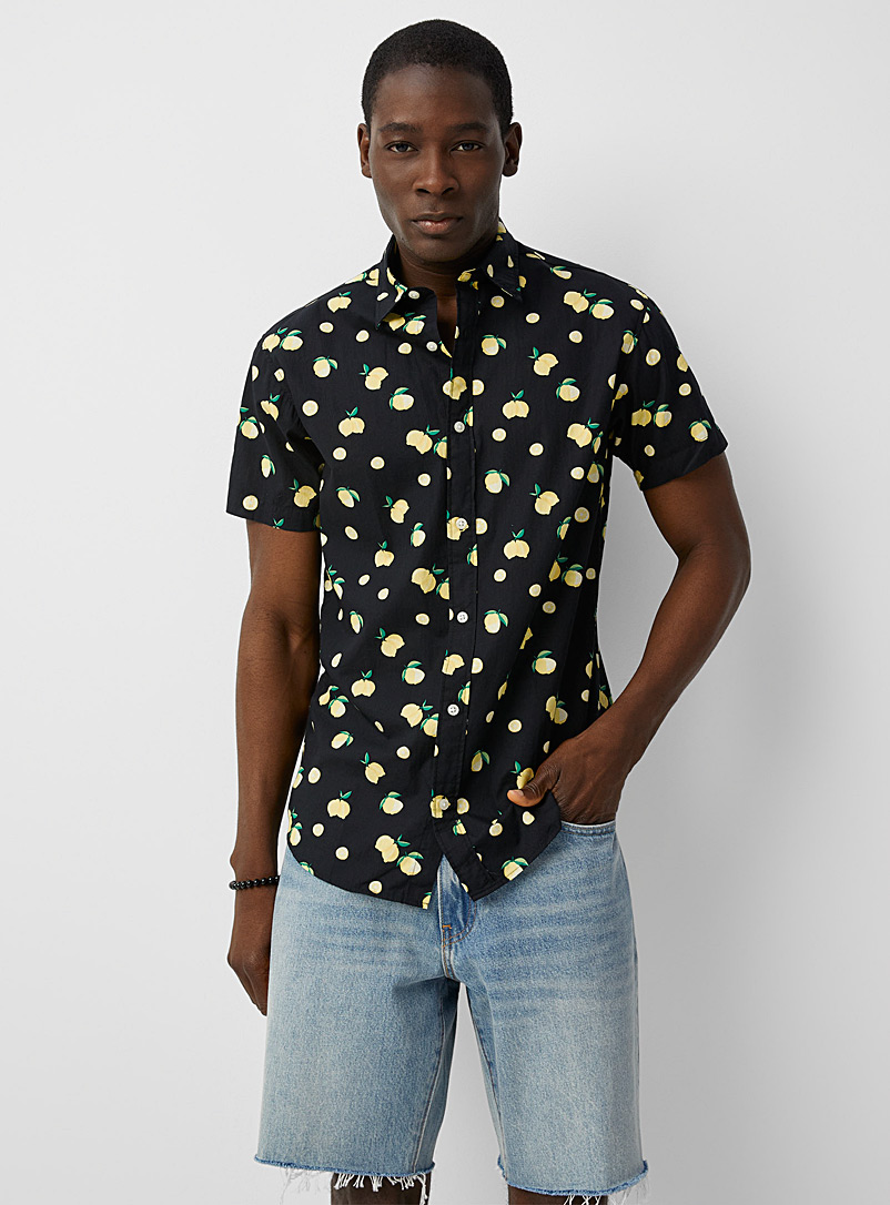 Jack & Jones Black Exotic pattern shirt for men