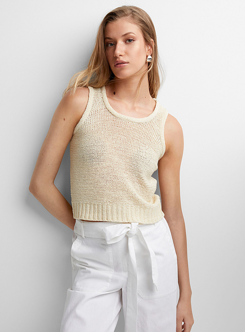 Ribbon-knit cropped cami, Vero Moda, Sweater Vests & Camis