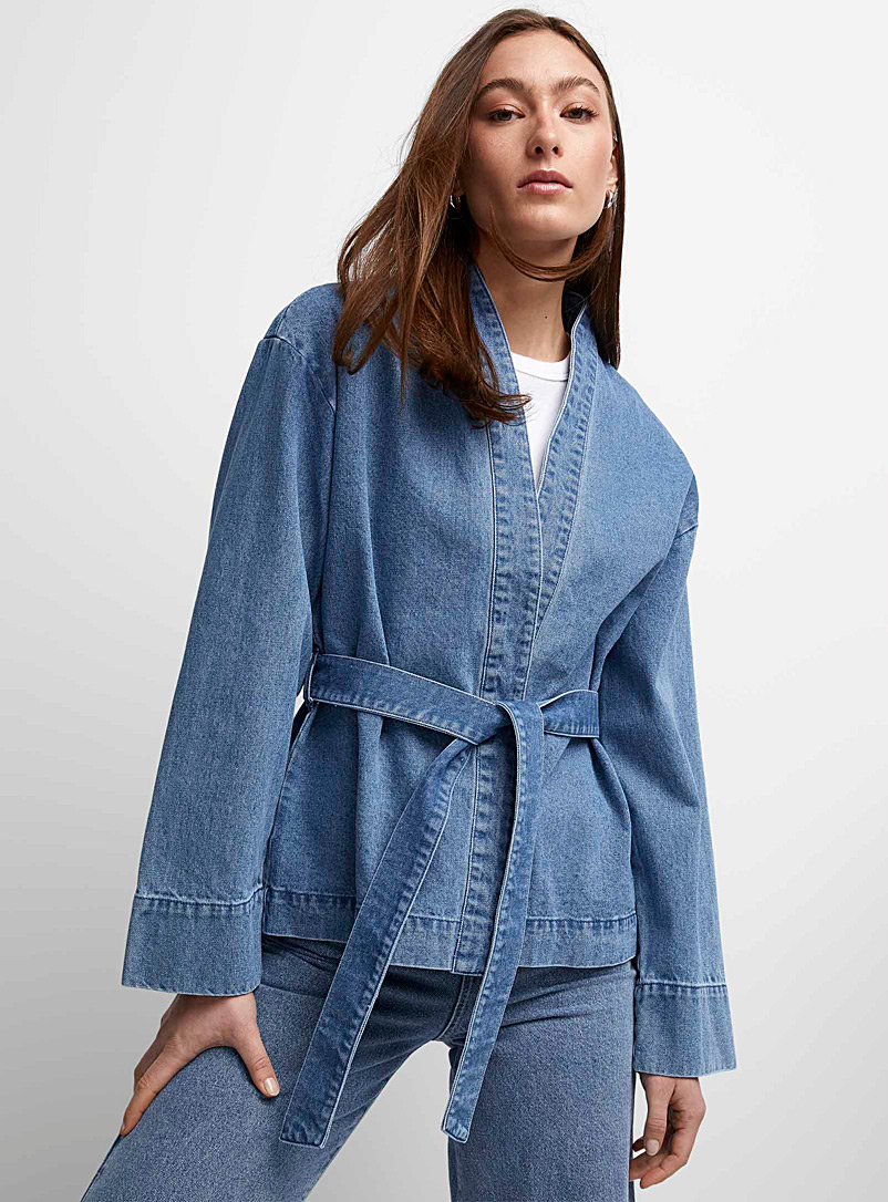 Vero Moda: La veste kimono denim indigo moyen Bleu pour femme